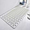 2 x Casa and Beyond Shower Mat, Bathtub Mat Non Slip with Suction Cups and Drain Holes, Easy to Clean Soft Machine Washable, Shower Mats for Inside Shower Easy Dry&Cut (White,28" x 15"(Rectangular))