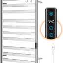 Heated Towel Rack for Bathroom, Towel Warmer with 10 Bar Flat Rack Large, Electric Hot Towel Rack Wall Mounted, LED Buit-in Timer, Plug-in, Stainless Steel, Fast Heating, Brushed Nickel