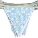 G2PLUS 39Ft Triangle Bunting Banner, 42pcs Cotton Pennant Banner, Grey Blue Reusable Floral Triangle Flags Party Decoration for Birthday, Wedding, Baby Shower, Room Decor