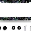 Colorful Leaves License Plate Frame Cute Floral License Plate Holder for Front and Rear Car Tags Stainless Steel Funny License Plate Car Decoration with Screws 12.2" x 6.2"