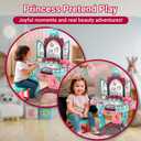 Toddler Vanity Table for Girls — Princess Makeup Playset with Light & Sound Mirror, Magic Sensor, Stool & Accessories, Pretend Beauty Toy for Ages 3+, Standard