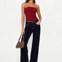 Mylleure Women Sheer Mesh Tube Top Back Zip Up Sleeveless Strapless Bandeau Crop Top Sexy See Through Going Out Streetwear