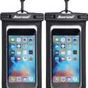 Hiearcool Waterproof Phone Pouch, Universal Case Compatible for iPhone 17 16 15 14 13 Pro Max Plus Up to 8.3", IPX8 Beach Travel Essentials-Black-2 Pack