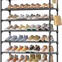 Kitsure Shoe Rack for Closet - 10-Tier Shoe Organizer with Hook Rack, Large-Capacity & Space-Saving Shoe Shelf for Entryway, Bedroom, Living Room,32.2" x 11.8" x 68.5", Black