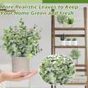 Fake Plants,5Pack Mini Potted Artificial Plant Small Faux Plant Indoor Outdoor for Home Decor,Eucalyptus Greenery Plastic Fake Green Grass Plants for Office Bathroom Shelf Farmhouse Coffee Table Decor