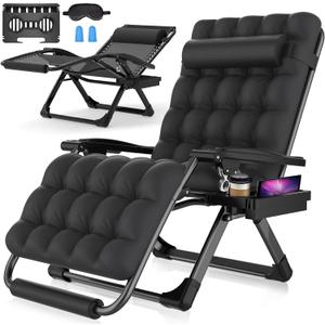 Suteck Oversized Zero Gravity Chair,33In XXL Lounge Chair w/Removable Cushion&Headrest, Reclining Camping Chair w/Upgraded Lock and Footrest, Reclining Patio Chairs Recliner for Indoor Outdoor,500LBS