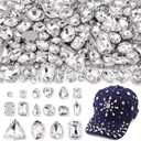 120 PCS White Bedazzling Sew on Rhinestones, Mixed Shape Charms Claw Flatback Glass Rhinestone with Metal Base for Crafting, Large Gems for Clothes Shoes Hats Collars Bags & Sewing Accessories