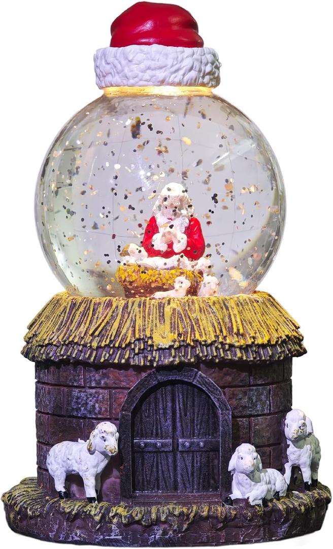 Christmas Snow Globes Swirling Glitter Santa Snow Globe Lantern Lighted Musical Water Lantern with 8 Songs for Christmas Decoration Gifts (Multicolor)