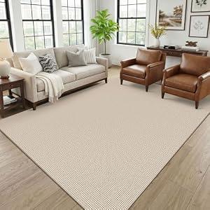 KOZYFLY 6x9 Dining Room Rugs, Washable Area Rug for Living Room, Non Slip Rugs for Bedroom, Braided Floor Carpet for Nursery, Office, Cotton Rug Home Indoor Decor, Ivory/Camel/Brown