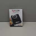 Taylor Glass Top Food Scale with Touch Controls, 11 lb Capacity, Sleek Black Design for Precision Food Measurement in Grams and Ounces