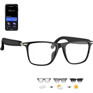 Ai Translation Smart Glasses with ChatGPT,Bluetooth Glasses with 164+ Language Translation,Translator Glasses Physical Color-Change Lenses,Multifunctional Audio Eyewear for Women Men (M01)