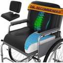 Wheelchair Cushion for Pressure Relief - (2-Piece Set) 18”x16” Anti-Slip Wheelchair Seat Cushions for Adults, Seniors with Lumbar Pillow and Removable Strap, Gel Cushion for Wheelchair
