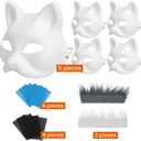 2 x DFLU Cat Therian Mask Kit with Fur and Eye Mesh, Blank DIY Therian Gear Stuff Masks Base to Paint