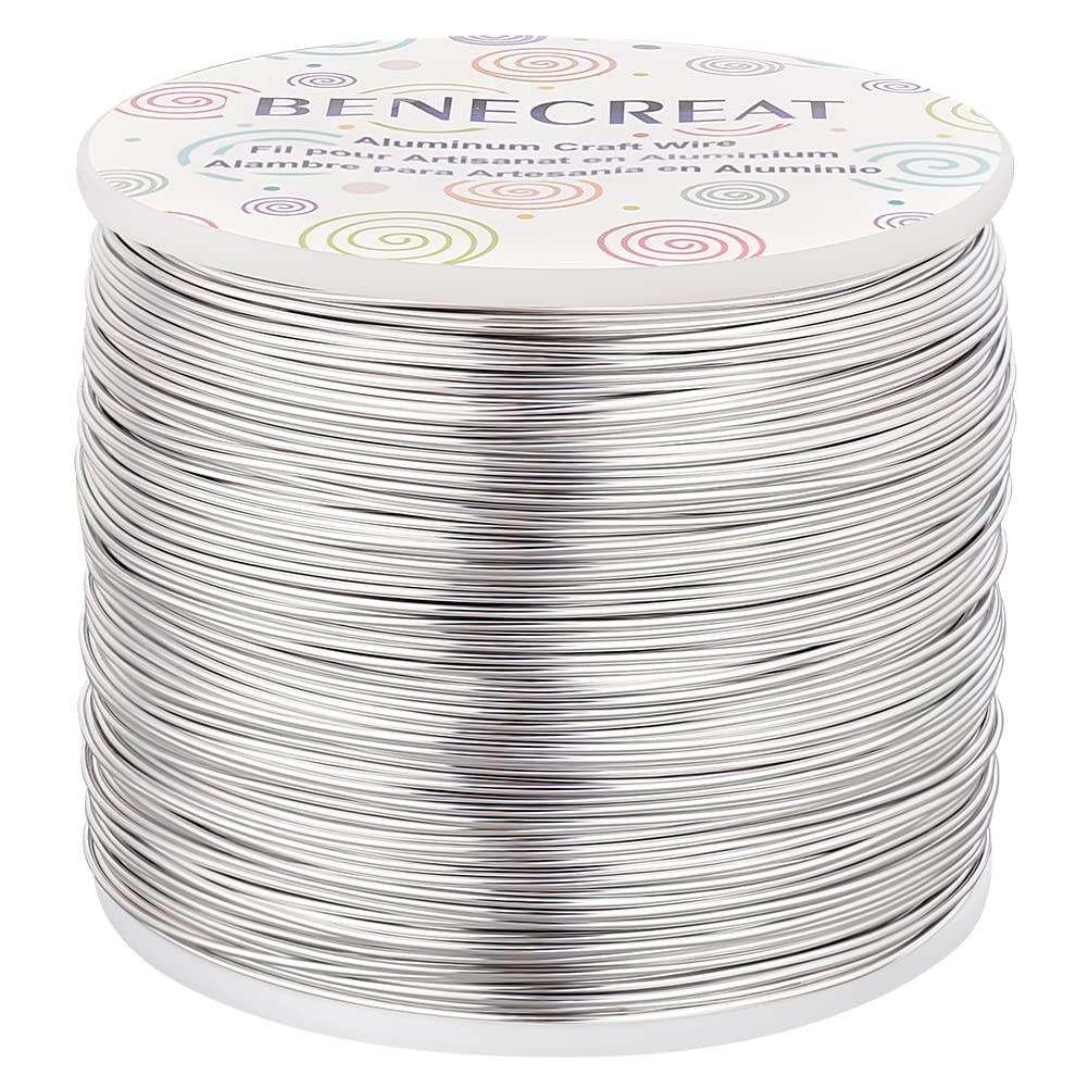 BENECREAT 20 Gauge 770FT Aluminum Wire Anodized Jewelry Craft Making Beading Floral Silver Color Aluminum Craft Wire for Flower Gardening, Gem Wrapping Jewelry Making