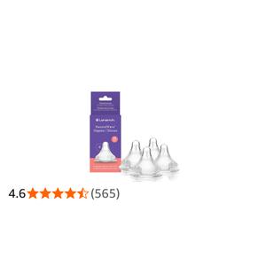 Lansinoh NaturalWave Baby Bottle Nipples, Slow Flow, Size S,1+ Month, 4 Count – 100% Soft, Durable Silicone, Made Without BPA BPS, AntiColic, Supports Baby’s Developing Mouth and Teeth