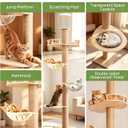 4-Level Floor-to-Ceiling Cat Tree Height Adjustable (55-115in) | Space-Saving Tall Cat Tower with Scratching Posts, Jump Platforms, Hammock | Heavy Duty Cat Activity Center for Indoor Cats