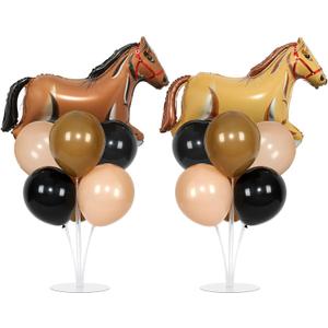 Western Horse Birthday Party Balloons Stand Kit 2 Sets With 2 Wild West Horse Foil Balloons Cowboy Party Balloon Centerpiece for Tables for Boy First Rodeo Birthday Farm Fiest Baby Shower Decorations