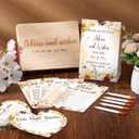 Estune 322 Pcs Bridal Shower Games Set for 50 Guests Includes Bingo, Scramble, Would She Rather, What's in Purse, Advice and Wishes Wedding Games Double Sided with Wooden Box, 20 Pencils(Fall in Love)