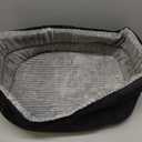 Small Dog Bed Cat Bed 16x20 Inch, Calming Pet Bed for Puppies, Teacup Dogs & Kittens, Half-Enclosed Open-Top Velvet Anti-Anxiety Bed, Machine Washable Cozy Snuggle Bed (Black)