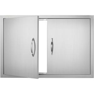 VEVOR BBQ Access Door, 33W x 22H Inch Double Outdoor Kitchen Door, Stainless Steel Flush Mount, Wall Vertical with Handles, for BBQ Island, Grilling Station, Outside Cabinet
