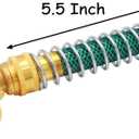 Uenede Brass 3/4" GHT Thread 5.5 Inches Length Garden Hose Extension Protector and 90° Elbow Swivel Garden Hose Connector Adapter Kit
