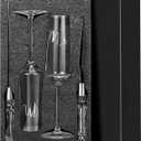Boao 4 Pieces Wedding Toasting Flutes and Cake Server Set Wedding Reception Supplies Champagne Glasses Cake Knife Pie Server (Clear,Classic)