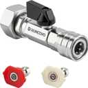 Garden Hose Shut Off Valve to Pressure Washer Adapter, 3/4" GHT to 1/4" Quick Connect, Convert Water Hose into Power Washer Nozzle Tips, Car Washing Nozzle & Hose Attachment