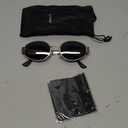 livho Retro Polarized Sunglasses - UV400 Protection, Oval Shape, Metal Frames - Matching Soft Case Inlcuded (Grey/Gold)