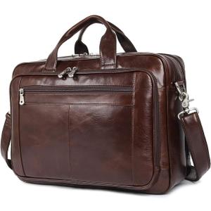 Augus Leather Briefcase for Men 16'' Laptop Messenger Bag