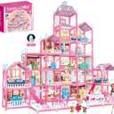 keefun Doll House for 3+ Year Old Building Toys for Girls, Big Pretend Play Dollhouse, Idea Birthday Gifts Toys for Girls Ages 3-8