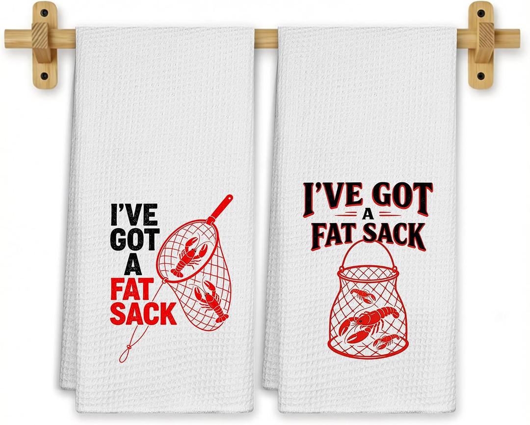 Red Lobster Coastal Kitchen Towels, Seafood Boil Party Supplies, Coastal Southern Crawfish Dish Tea Towels for Kitchen Decor, Beach Lobster Decorative Hand Towel for Bathroom, 16x24 Inch Set of 2