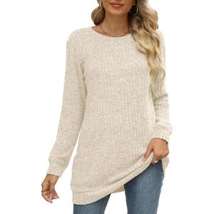 Sweaters for Women Long Sleeve Crewneck Sweatshirt Loose Casual Tunic Tops (XL)