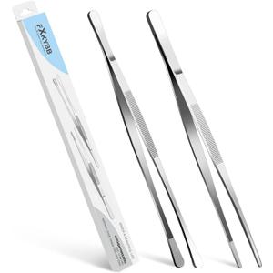 2 Pcs 12-inch Stainless Steel Kitchen Utensils, Cooking Tongs, Kitchen Tweezers for Cooking, Camping Cooking Essentials