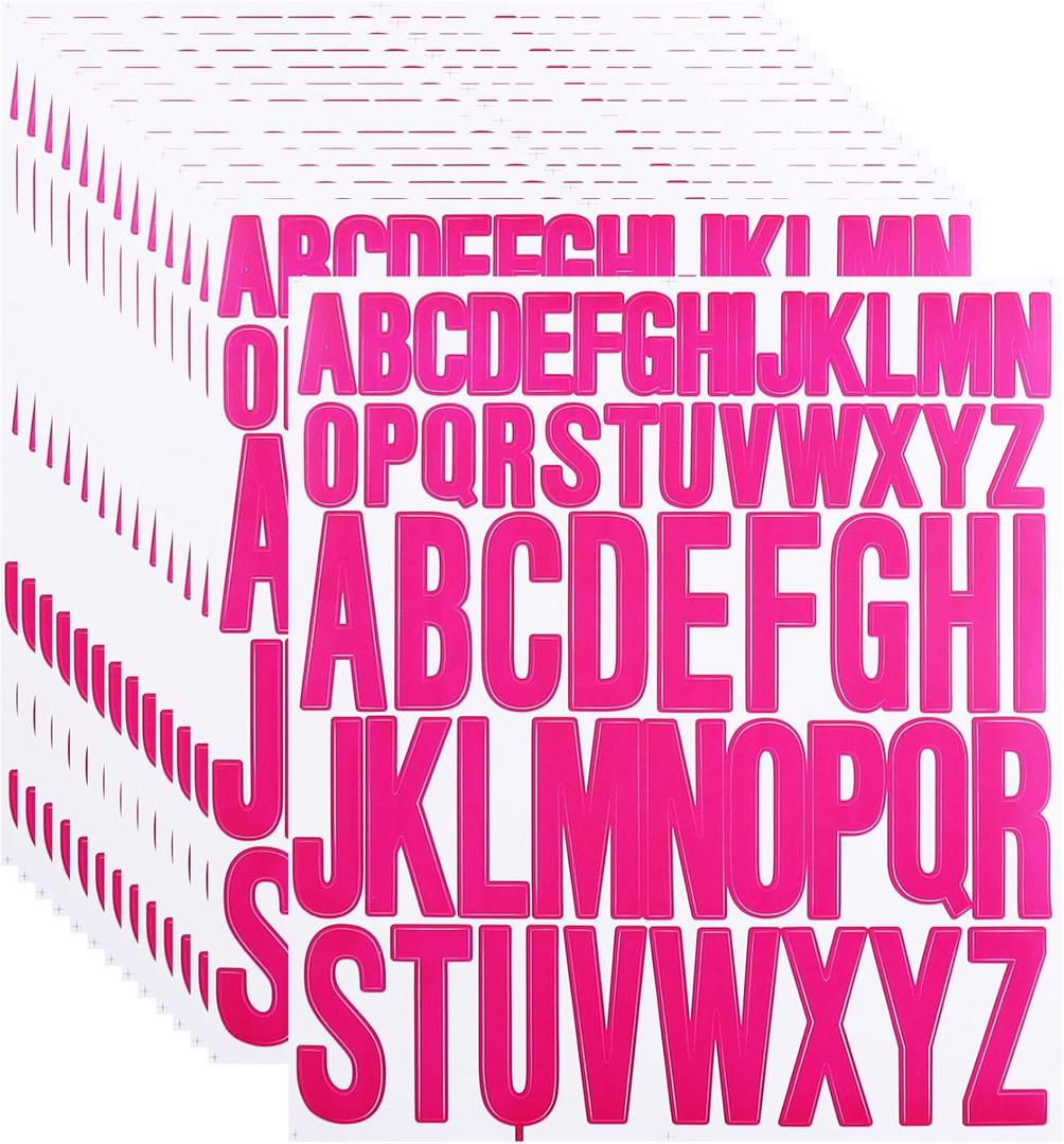 3 x 14 Sheets 1 Inch and 2 Inch Capital Letters Stickers,728 Pieces Alphabet Stickers for Scrapbooking, Sign, Water Bottle,Arts & Crafts Supplies - Rose Red