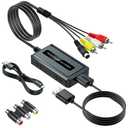 RCA Svideo to HDMI Converter, Support 4 : 3/16 : 9 Aspect Ratio Switch, 720P/1080P HDMI Output Switch, S-video AV RCA to HDMI converter for VHS/DVD/Wii/PS1/PS2/N64/NGC to Display on HDMI