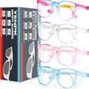 4 Pack Safety Glasses Goggles For Women Anti Fog, Cute Protective Eyewear for Nurses, ANSI Z87+ Anti-Blue Light ((Rainbow _Clear _Pink _Blue))