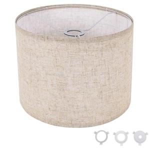 Small Lamp Shade, Beige Drum Lampshade 8.7''Top X 8.7'' Bottom X 7.9'' High, Replacement Lamp Shade Natural Linen Hand Crafted for Table Lamps Floor Lamps Chandelier Lamp, Easy Assembly Required