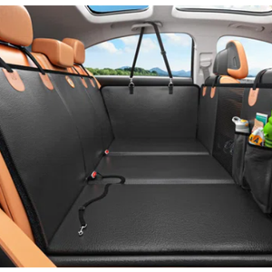 JUSTWOOF Back Seat Extender for Dogs, Waterproof Dog Car Seat Cover for Back Seat with Hard Bottom Anti-Scratch Faux Leather Dog Car Seat Cover for Traveling Camping with Pets Hold Up to 400lbs