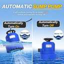 AgiiMan 1HP Automatic Submersible Water Pump, 5000GPH Sump Pump Utility Pump for Pool Draining, Water Removal Pump with 33' Power Cord for Flooded Areas, Swimming Pool, Flooded House Basement,Blue