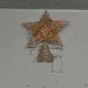 Christmas Star Tree Topper, 10 in Santa Gift Rose Gold Wire Glitter Tree Top for Christmas Tree Decorations, 20 LED Lights Metal Treetop Xmas Decor for Indoor Office New Year Holiday Tree Decoration