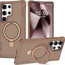 Designed for Samsung Galaxy S24 Ultra Case 6.8'' with Magnetic Ring Stand [Military Drop Protection][Compatible with MagSafe] Shockproof S24 Ultra Phone Case for Men Wowen,Brown