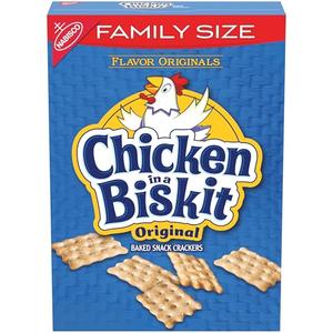 Chicken in a Biskit Original Baked Snack Crackers, Lunch Snacks, Family Size, 12 oz, Best By: 03/08/26