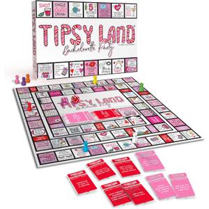 TIPSY LAND Bachelorette Edition Your New Favorite Party Board Game, More Than 75 Unique Spaces for Calling Out Friends, Silly Dares & Confessions, Mini Competitions
