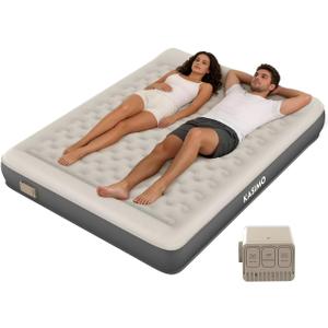 KASIMO Air Mattress Queen with Built-in Battery Powered Removable Pump, TPU Blow Up Mattress with Pillow, Strong Support All Night, No Lost Air,Compact Inflatable Air Bed for Home Guests Camping