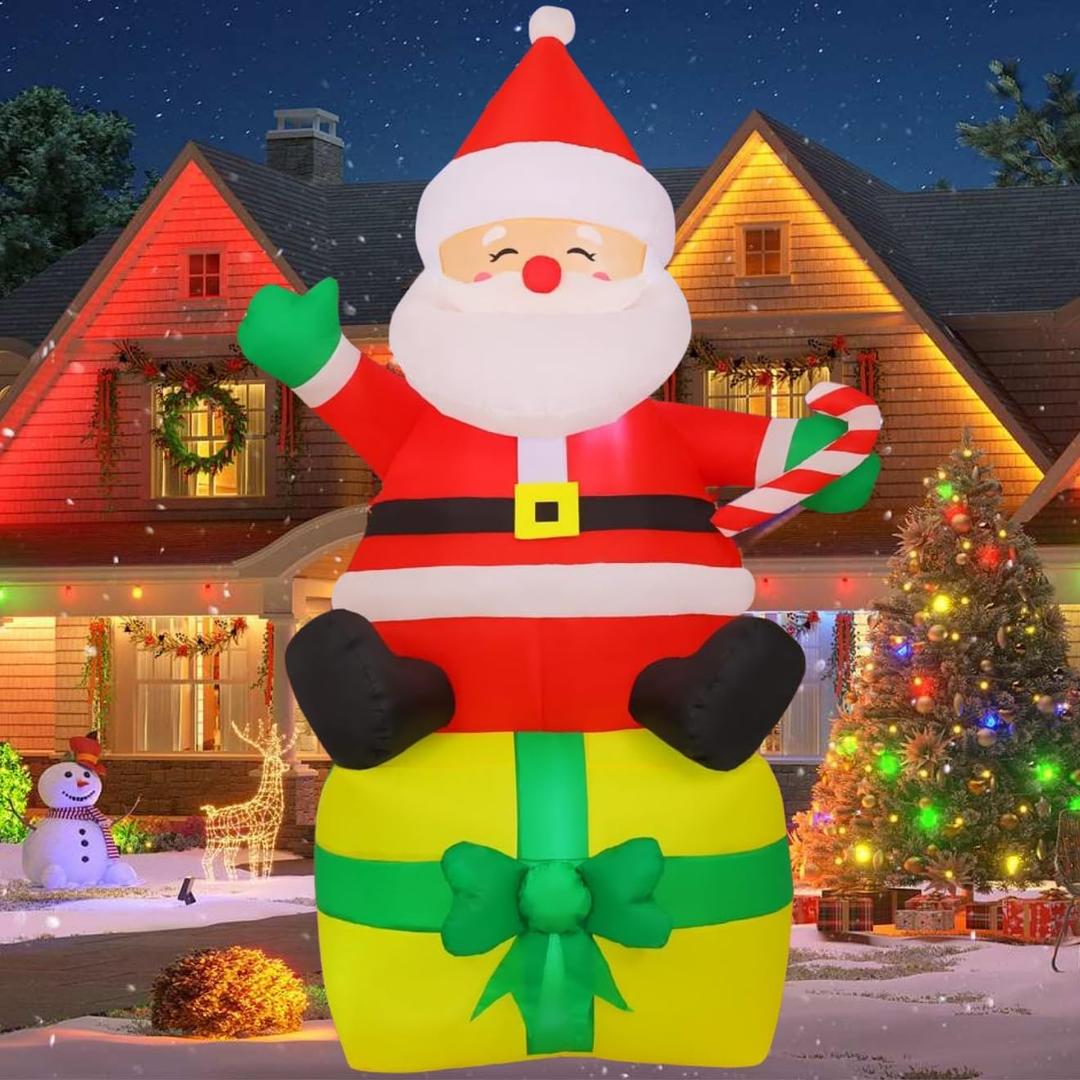 COMIN 7 FT Christmas Inflatables Outdoor Decorations, Blow Up Santa Claus Inflatable with Built-in LEDs for Christmas Indoor Outdoor Yard Lawn Garden