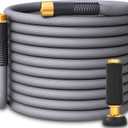 TITAN Garden Hose | Flexible, Lightweight, Kink-Free & Durable Hybrid Water Hose with Heavy Duty Brass Connectors & High-Pressure Jet Nozzle (50FT x 5/8) (Gray)