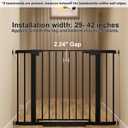 29-42 inches Metal Baby Gate for Stairs/Doorways, 30 inches Tall Pressure Mounted Pet Gates, Auto-Close Child Safety Gate, No Drilling Easy Walk-Through Dog Gate Indoor, Black