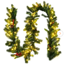 9 ft. Battery Operated Pre-Lit LED Artificial Fall Garland with 100 LED Lights and Timer