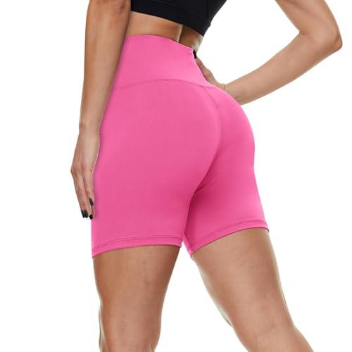 QGGQDD Workout Biker Shorts for Women - 3"/5"/8" High Waisted Tummy Control Spandex Booty Shorts for Gym Yoga Volleyball Pink S-M