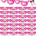 Geiserailie 96 Pcs Valentines Day Gifts Bulk 48 Heart Sunglasses 48 Happy Valentine Tags for Party Favors Exchange Prize (6.3 x 2.56 Inche, Pink)